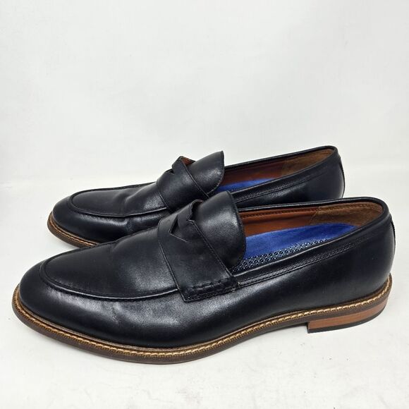 VINCE CAMUTO Lachlan Black Leather Penny Loafers Size 12 - Picture 3 of 9